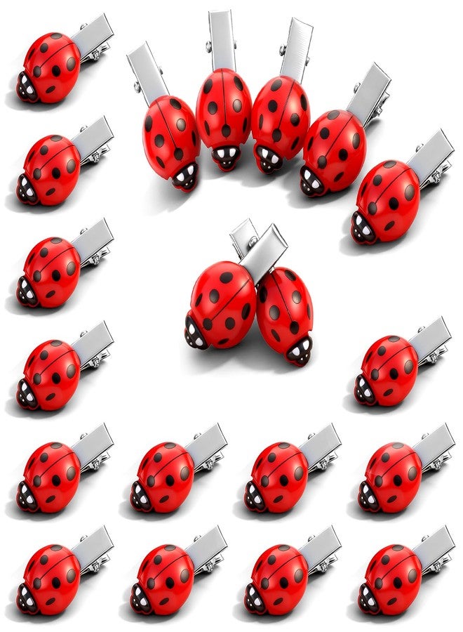 Exclaith 20 Pcs Ladybug Hair Clips, Cute Insect Decorative Hair Accessories for Women, Red Lucky Ladybug Barrettes for Cosplay Themed Party Christmas - Image 1